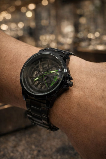 Sports Watch - Green Rotating Wheel Rim