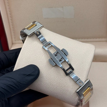 Aura stain less steel golden with marble dial