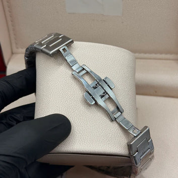 Aura satin less steel silver with marble dial